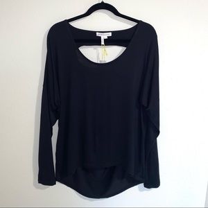 BCBGeneration high low long sleeve with drape back top